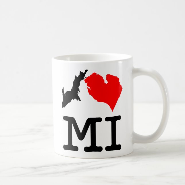 Mig dubbelsidig mugg för ♥MI (I-hjärta Michigan) (Höger)