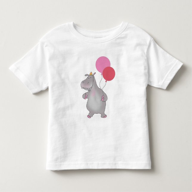 Mig flodhäst för förmiddag två med ballonger t shirt (Framsida)