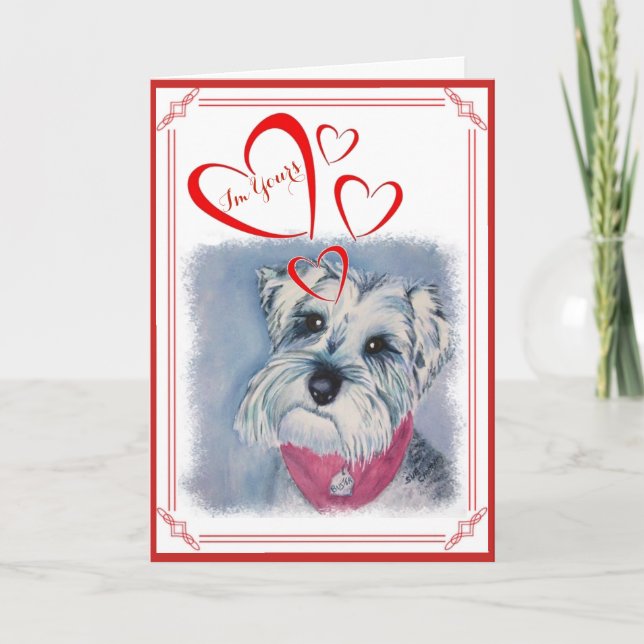 Mig för DIN SÖT SCHNAUZER VALENTINSILVER för Helgkort (Framsida)