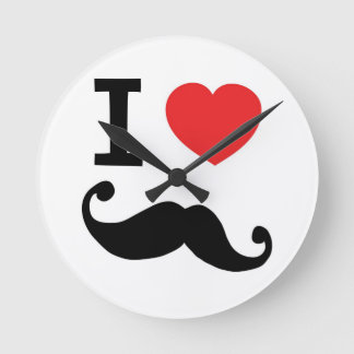 Mig för hjärta Moustache twirly Rund Klocka