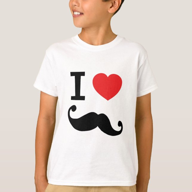 Mig för hjärta Moustache twirly Tee Shirt (Framsida)