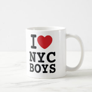 Mig för pojkekaffe för hjärta NYC mugg