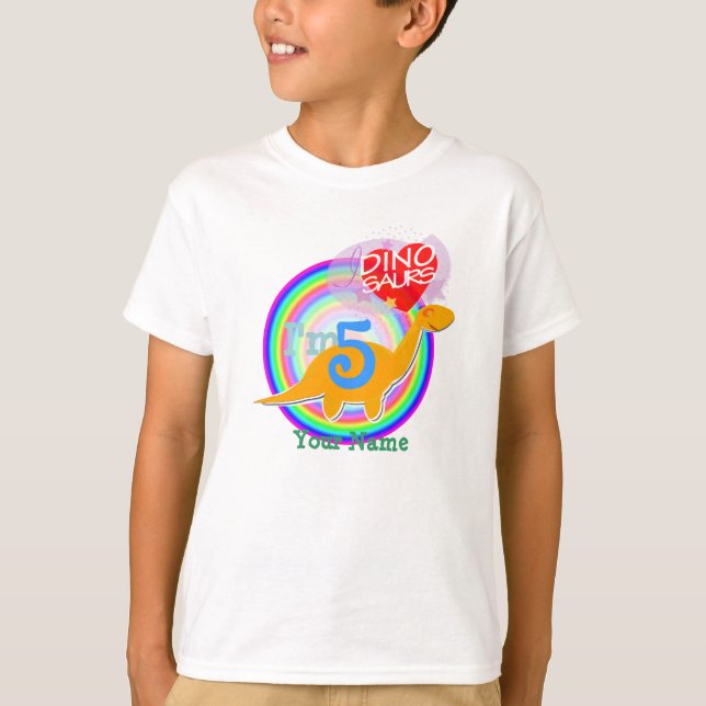 Mig förmiddag 5 - 5th födelsedagfirandeDino Tee Shirt (Framsida)