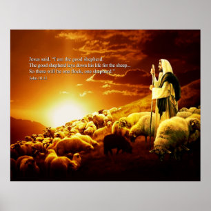 "Mig förmiddag den bra herden. John 10:11affisch Poster