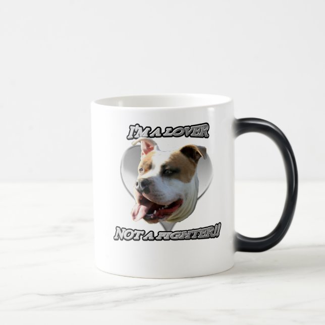 Mig förmiddag en älskare inte en kämpepitbullmugg magisk mugg (Höger)