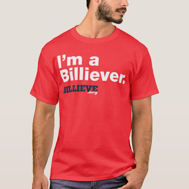 "Mig förmiddag en Billiever" röd T-shirt (Framsida)