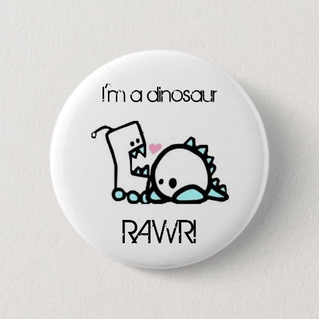 Mig förmiddag en dinosaur RAWR! Knapp (Framsida)