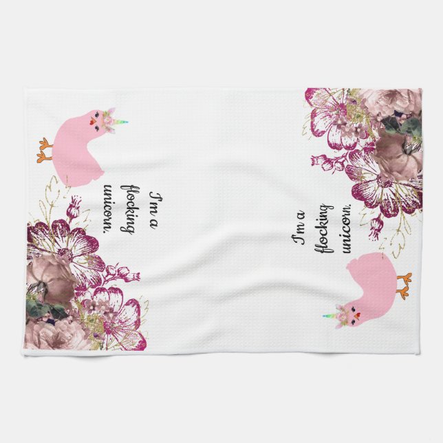 Mig förmiddag en flockas Unicornhönakökshandduk Kökshandduk (Horisontell)