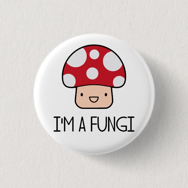 Mig förmiddag en rolig grabbchampinjon för svampar knapp (Framsida)