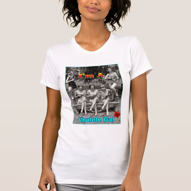 Mig förmiddag en Ukulele gal. Tee Shirt (Framsida)