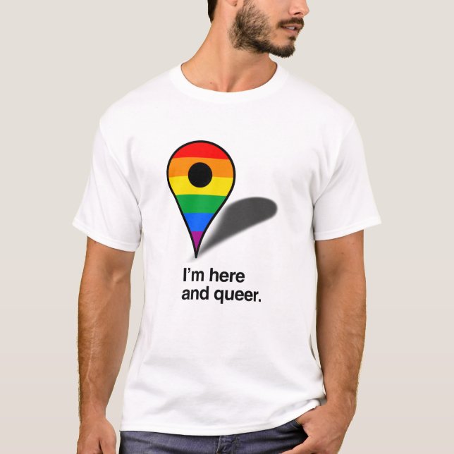 Mig förmiddag här och bög t-shirt (Framsida)