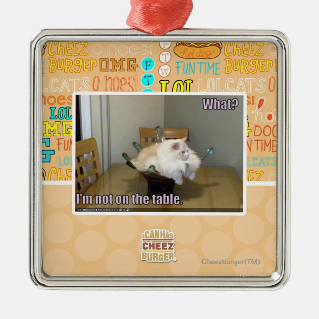 Mig förmiddag inte på bord julgransprydnad metall (Framsidan)