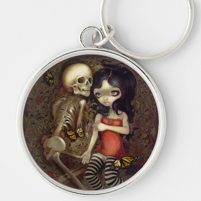 "Mig förmiddag nästan med dig" Keychain Rund Silverfärgad Nyckelring (Framsidan)