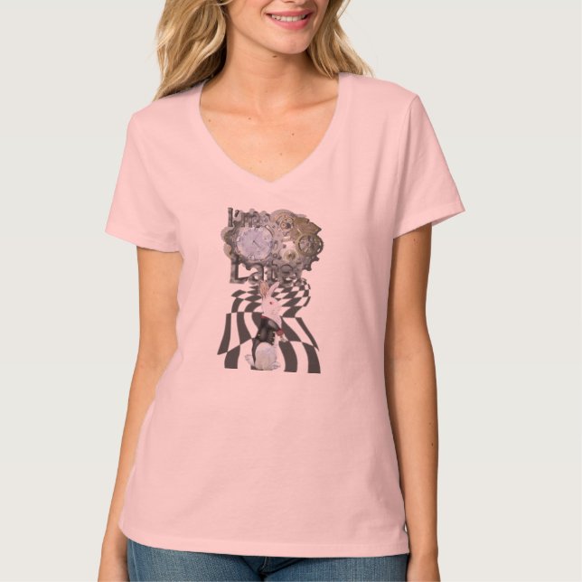 "Mig förmiddag sent!", Vitkanin (underlandCol.) T-shirt (Framsida)