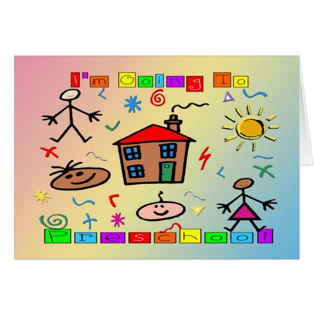 Mig förmiddag som går till förskole- hälsningskort (Framsidan Horizontal)