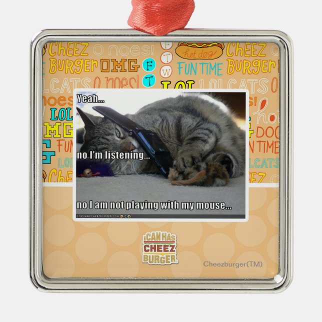 Mig förmiddag som lyssnar julgransprydnad metall (Framsidan)