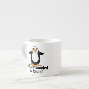 Mig förmiddag som omges av idioter! Rolig pingvin Espressomugg