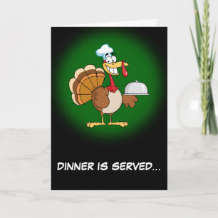 Mig förmiddagredo som äter thanksgivingmiddagen helgkort