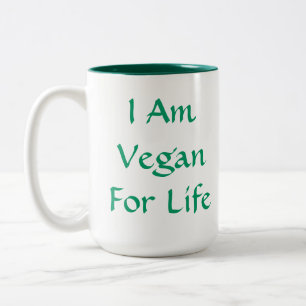 Mig förmiddagVegan för liv. Grönt. Slogan. Två-Tonad Mugg