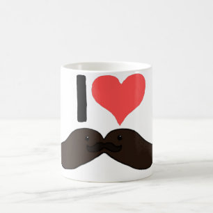 Mig gullig moustaches för hjärta kaffemugg