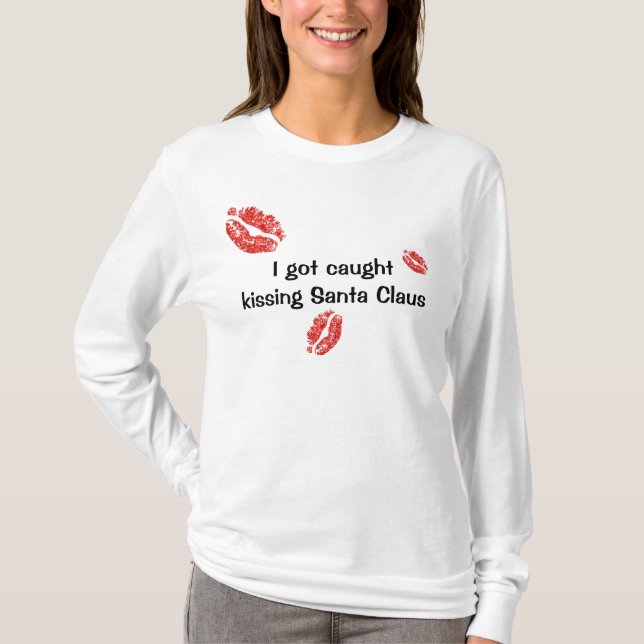 Mig har fångad kyssande jultomten t shirt (Framsida)