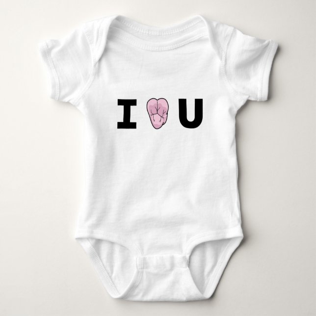 "Mig [Hjärta-Forma-Kindtanden} U-" babyranka Tee Shirt (Framsida)