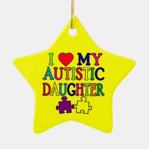 Mig hjärta (kärlek) min Autistic dotter Julgransprydnad Keramik