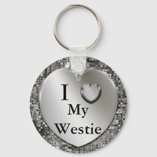 Mig hjärta (kärlek) min Westie Keychain Nyckelring