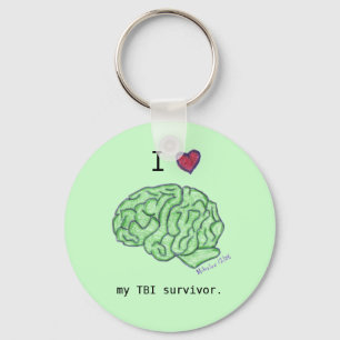 "Mig [hjärta] keychain för min TBI-överlevande" Nyckelring