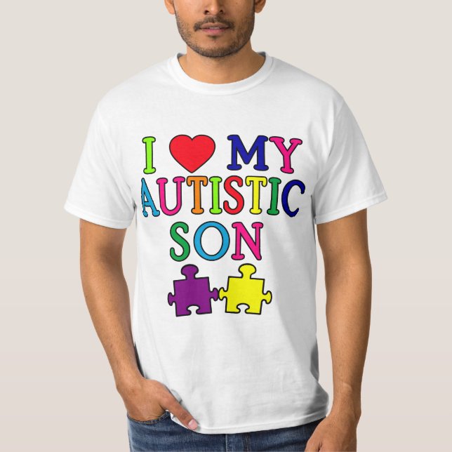 Mig hjärta min Autistic Son T-shirt (Framsida)