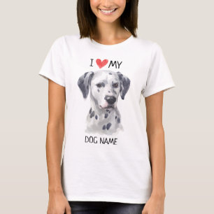 Mig hjärta min Dalmatian hundhusdjurvattenfärg T Shirt