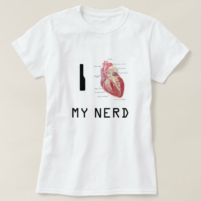 Mig hjärta min Nerd Tee Shirt (Design framsida)