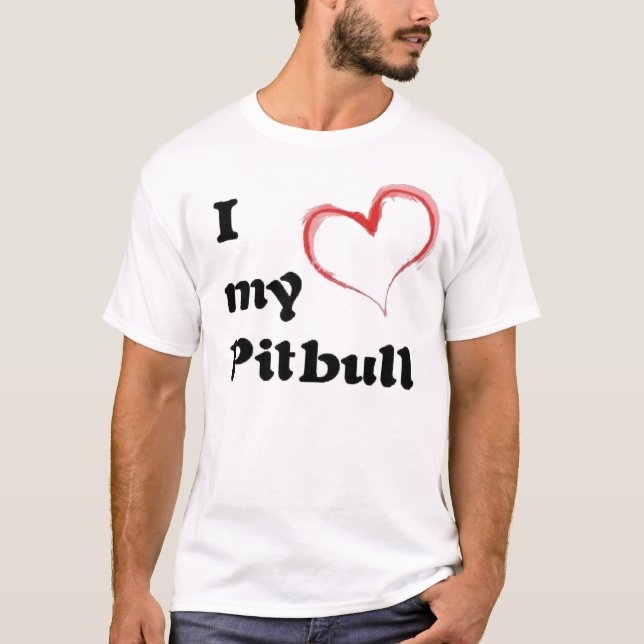 mig hjärta min pitbull tee shirt (Framsida)
