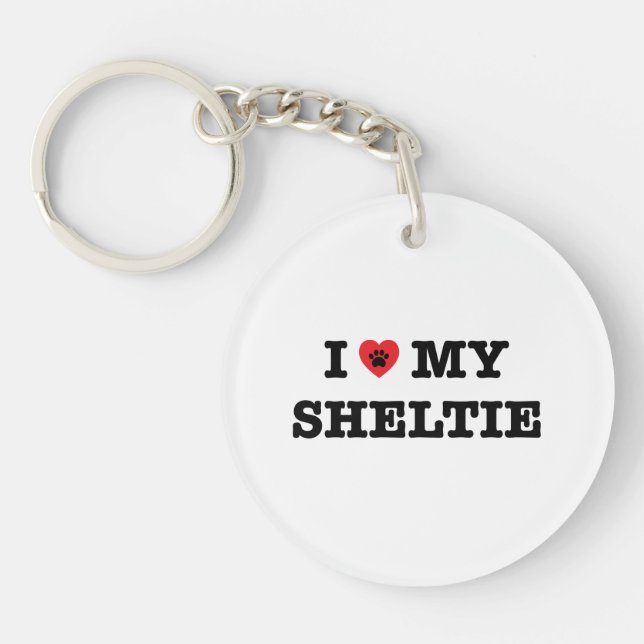 Mig hjärta min Sheltie akryl Keychain (Framsidan)