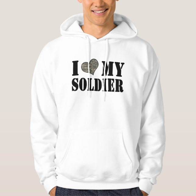 Mig hjärta min soldat sweatshirt med luva (Framsida)