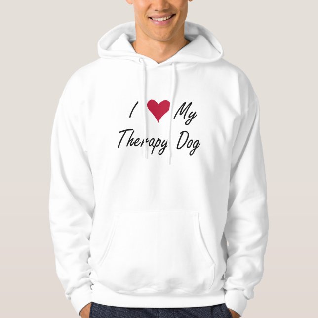 Mig hjärta min terapihundHoodie Tröja Med Luva (Framsida)