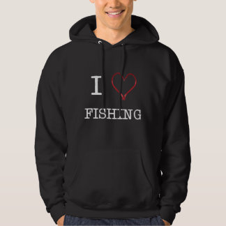 Mig [hjärta] som fiskar Hooded tröjaMÖRK Hoodie