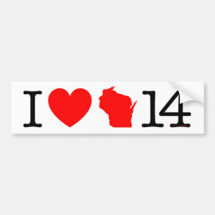 Mig hjärta Wisconsin 14 Bildekal