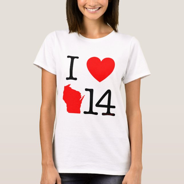 Mig hjärta Wisconsin 14 T Shirt (Framsida)