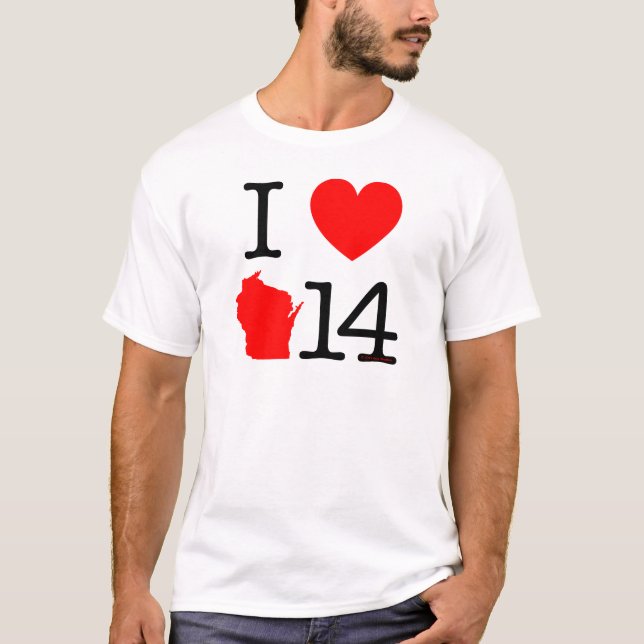 Mig hjärta Wisconsin 14 T-shirt (Framsida)