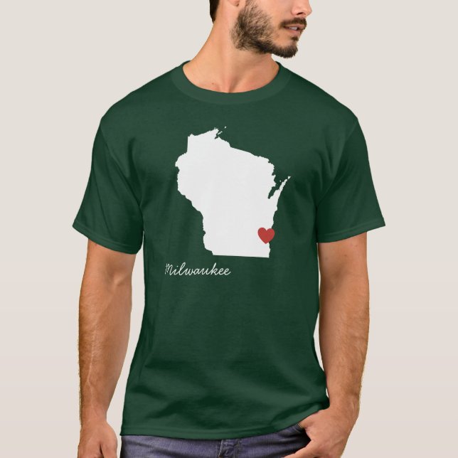 Mig hjärta Wisconsin - anpassadestad Tee Shirt (Framsida)