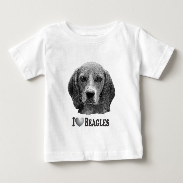 Mig hjärtaBeagles med Beagleporträtt Tee (Framsida)