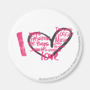 Mig hjärtagrafittimagenta magnet