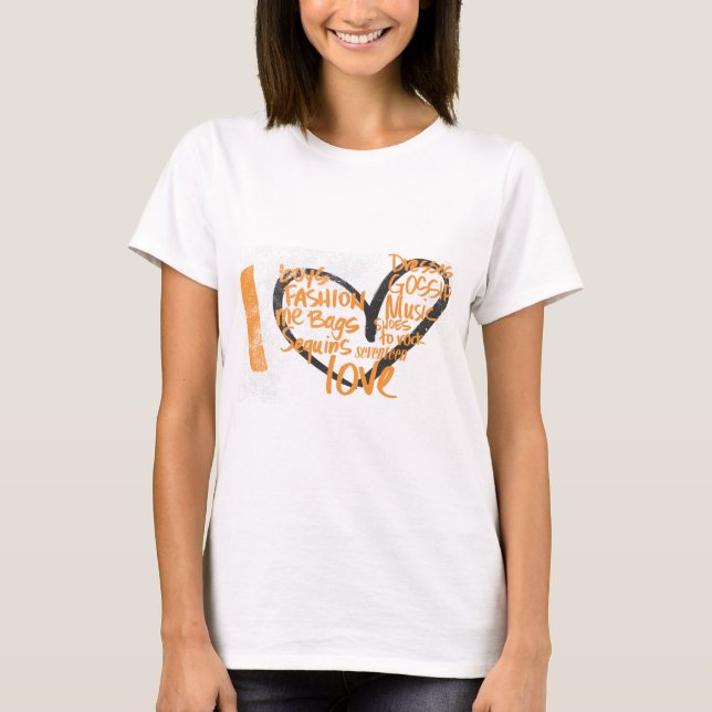 Mig hjärtagrafittiorange t-shirt (Framsida)