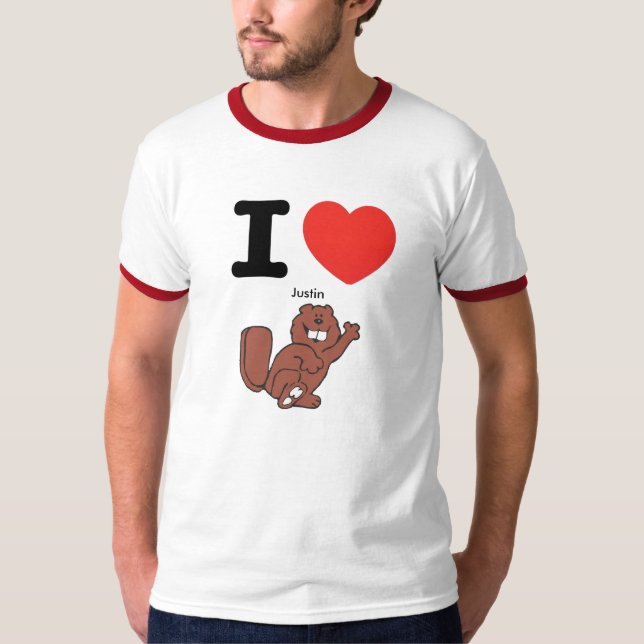 Mig hjärtaJustin bäver T-shirt (Framsida)