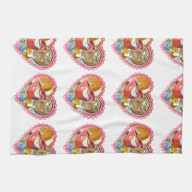 Mig hjärtakaffe och Donutshandduk Kökshandduk (Horisontell)