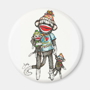 Mig hjärtasock monkey magnet