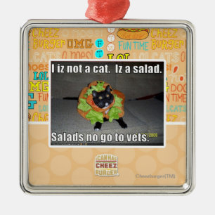 Mig iz inte en katt. Iz en salad. Julgransprydnad Metall