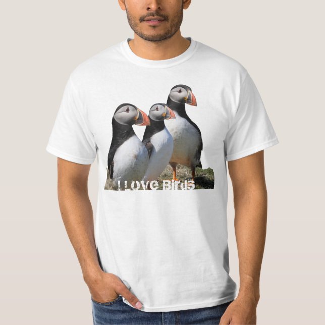 Mig love birdsPuffinskjorta T Shirt (Framsida)