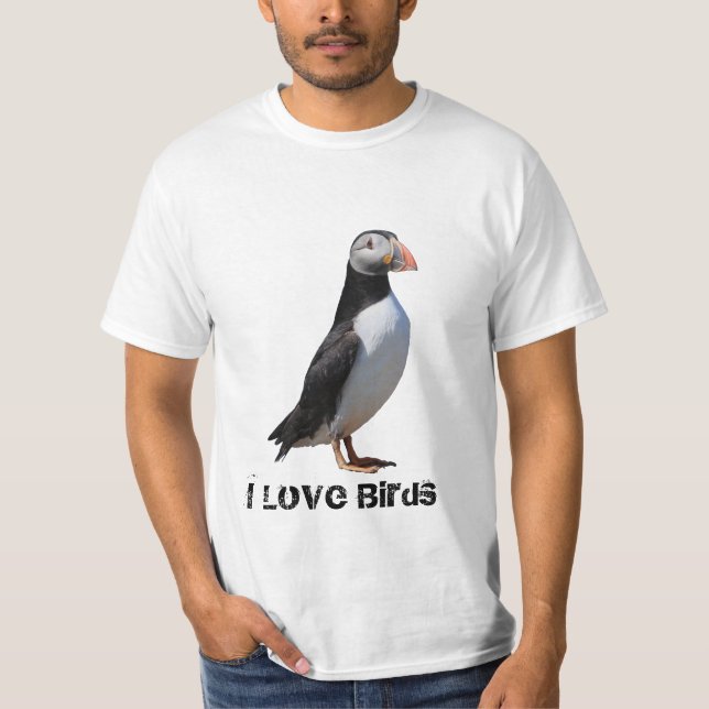 Mig love birdsPuffinskjorta Tee (Framsida)